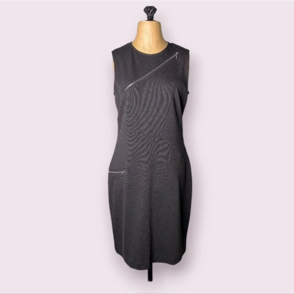 Sharagano Studio Charcoal Grey Fine Knit Shift Dress Size 10